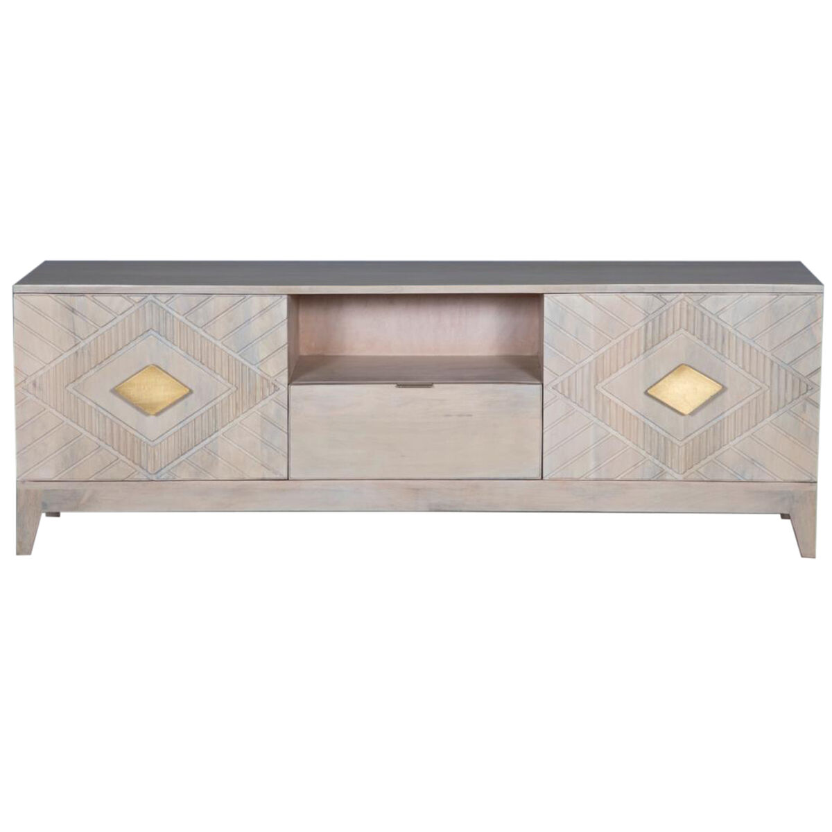 Tv-meubel DKD Home Decor Beige Metaal Mangohout 175 x 40 x 60 cm