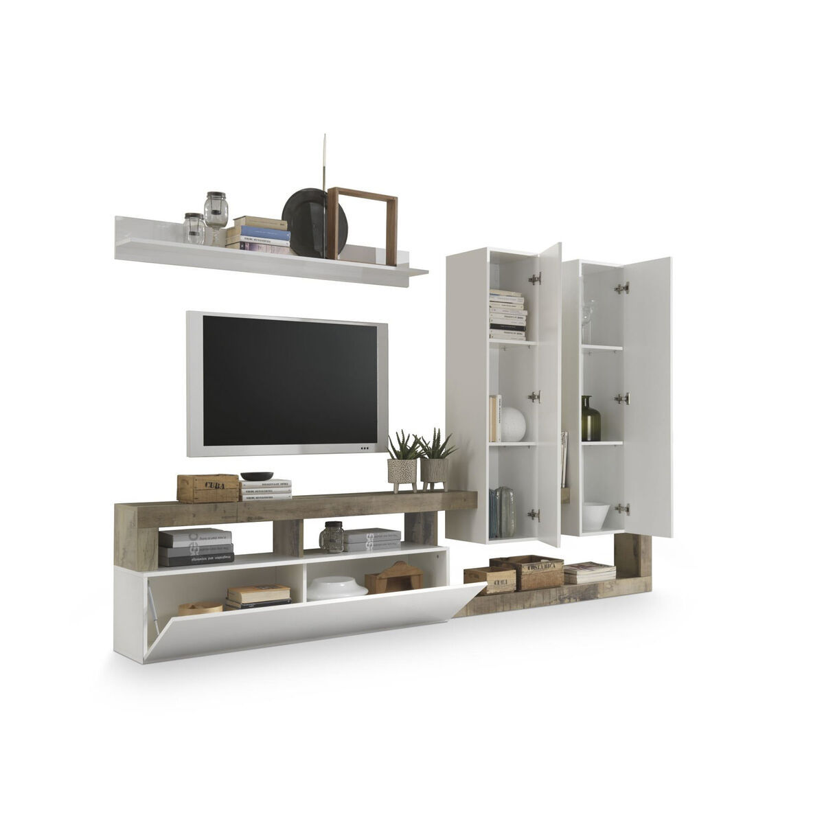 Tv-meubel DKD Home Decor Wit Metaal Aluminium Hout MDF 277 x 75 x 173 cm 277 x 35 x 173 cm