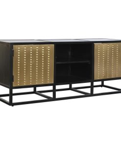 Tv-meubel DKD Home Decor Zwart Metaal Hout (120 x 37 x 50 cm)