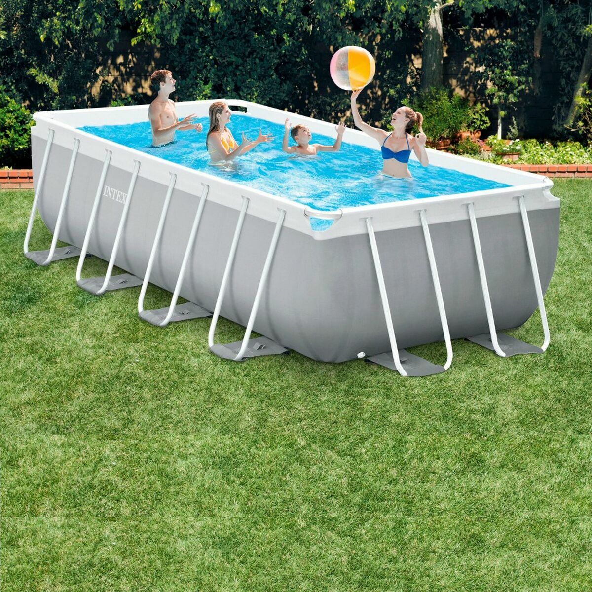 Zwembad Verwijderbaar Intex Prism Frame 488 x 244 x 107 cm 10.874 l Grijs - Afbeelding 2
