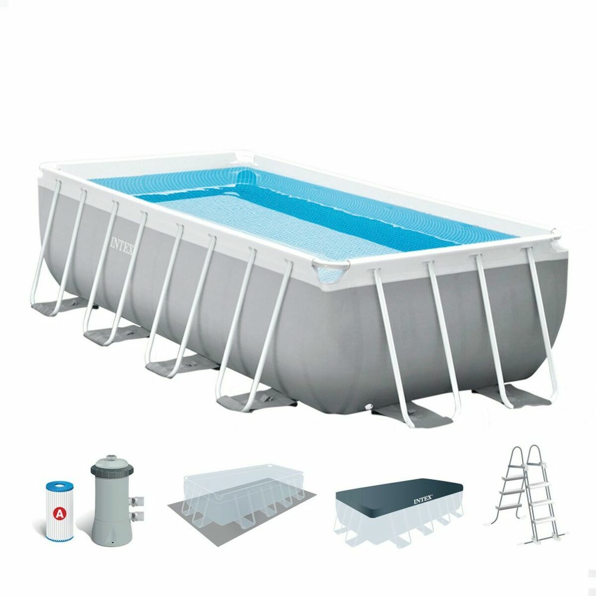 Zwembad Verwijderbaar Intex Prism Frame 488 x 244 x 107 cm 10.874 l Grijs