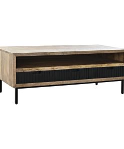 Hoofdtafel DKD Home Decor Zwart Lichtbruin Metaal Mangohout 120 x 60 x 45 cm