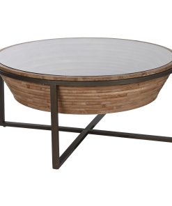 Hoofdtafel Home ESPRIT Kristal Sparrenhout 102 x 102 x 46 cm