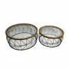 Set van 2 tafels DKD Home Decor Zwart Natuurlijk 100 x 100 x 43 cm