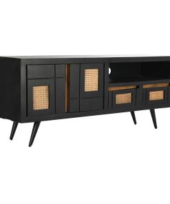 Tv-meubel DKD Home Decor Zwart Rotan Mangohout (145